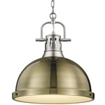 Duncan Chain Pendant with Diffuser - Pewter / Aged Brass / Frosted