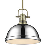 Duncan Downrod Pendant - Aged Brass / Chrome / Chrome