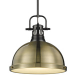 Duncan Downrod Pendant - Matte Black / Aged Brass / Aged Brass