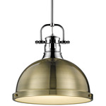Duncan Downrod Pendant - Chrome / Aged Brass / Aged Brass