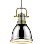 Duncan Downrod Pendant - Aged Brass / Chrome