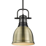 Duncan Downrod Pendant - Matte Black / Aged Brass / Aged Brass