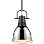 Duncan Downrod Pendant - Matte Black / Chrome / Chrome