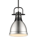 Duncan Downrod Pendant - Matte Black / Pewter / Pewter