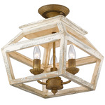 Haiden Semi Flush Ceiling Light - Burnished Chestnut / Distressed Wood