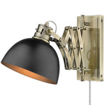 Hawthorn Swing Arm Wall Sconce - Aged Brass / Matte Black / Matte Black