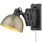 Hawthorn Swing Arm Wall Sconce - Matte Black / Aged Brass / Aged Brass