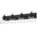 Hines Adjustable Bathroom Vanity Light - Matte Black / Clear Seeded