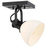 Hines Adjustable Wall / Semi Flush Ceiling Light - Matte Black / Opal