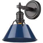 Orwell Straight Arm Wall Sconce - Matte Black / Navy