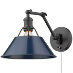 Orwell Swing Arm Wall Sconce - Matte Black / Navy
