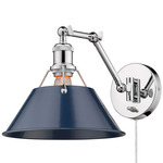 Orwell Swing Arm Wall Sconce - Chrome / Navy