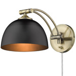 Rey Swing Arm Wall Sconce - Aged Brass / Matte Black / Matte Black