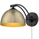 Rey Swing Arm Wall Sconce - Matte Black / Aged Brass / Aged Brass