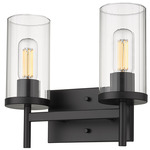 Winslett Bathroom Vanity Light - Matte Black / Clear Ribbed