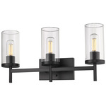 Winslett Bathroom Vanity Light - Matte Black / Clear Ribbed