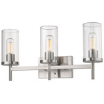 Winslett Bathroom Vanity Light - Pewter / Clear Ribbed