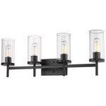 Winslett Bathroom Vanity Light - Matte Black / Clear Ribbed