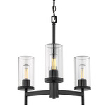 Winslett Chandelier - Matte Black / Clear Ribbed