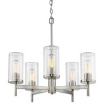 Winslett Chandelier - Pewter / Clear Ribbed