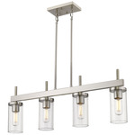 Winslett Kitchen Island Linear Pendant - Pewter / Clear Ribbed