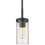 Winslett Pendant - Matte Black / Clear Ribbed