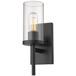 Winslett Wall Sconce - Matte Black / Clear Ribbed