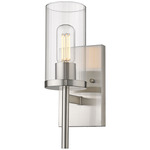 Winslett Wall Sconce - Pewter / Clear Ribbed