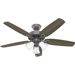 Builder Plus 3-Light Ceiling Fan - Matte Silver / Light & Warm Gray Oak