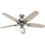 Builder Plus Ceiling Fan with Light - Brushed Nickel / Lt Gray Oak / Warm Grey Oak