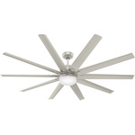 Overton Outdoor Ceiling Fan with Light - Matte Nickel / Matte Nickel