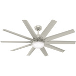 Overton Outdoor Ceiling Fan with Light - Matte Nickel / Matte Nickel