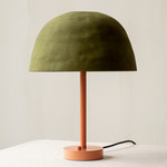 Dome Table Lamp - Peach / Green Clay Shade