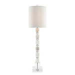 Alabaster and Glass Stacked Table Lamp - Alabaster / White