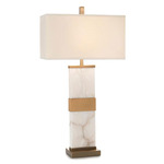 Alabaster Column Table Lamp - Alabaster / Off White