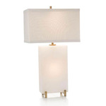 Alabaster Block Table Lamp - Alabaster / White