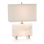 Alabaster Horizontal Block Table Lamp - Alabaster / White