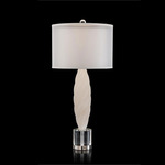Alabaster Table Lamp with Crystal Base - Alabaster / White