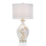 Artistic Porcelain Table Lamp - White / White Organza