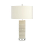 Beaded Column Table Lamp - Nickel Plated / Off White