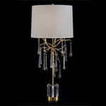 Branched Crystal Table Lamp - Brass / White