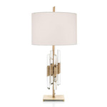 Brass And Crystal Rod Table Lamp - Antique Brass / White