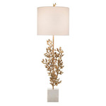 Brass Botanical Table Lamp - Brass / White