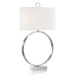Brushed Nickel Small Open-Ring Table Lamp - Brushed Nickel / White Linen