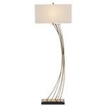 Cambered Floor Lamp - Antique Brass / Oat