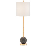 Concrete Sphere Buffet Lamp - Gold Leaf / Off White