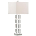 Crystal Block Stacked Table Lamp - Crystal / White