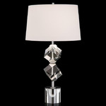 Crystal Cube Table Lamp - Silver Plated / White