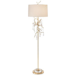 Crystal Drip Floor Lamp - Antique Brass / Off White