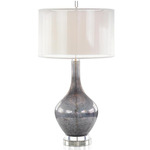 Dappled Deep Grey Table Lamp - Gray / White Organza